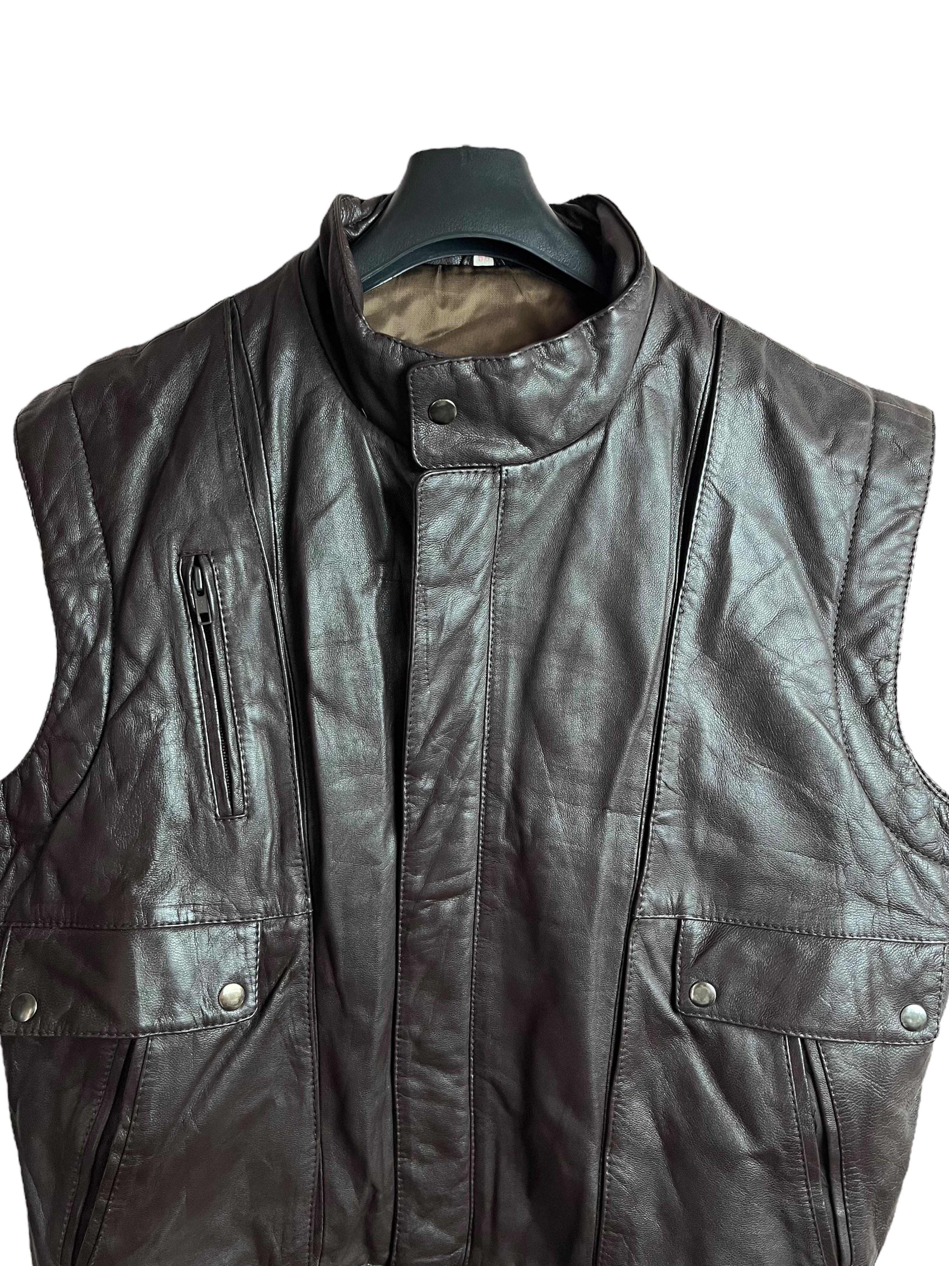 Vintage Deri Yelek (XL)