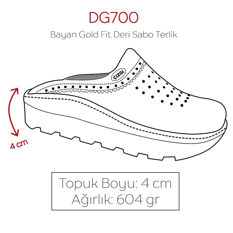  Beyaz Bayan Gold Fit Deri Sabo Terlik