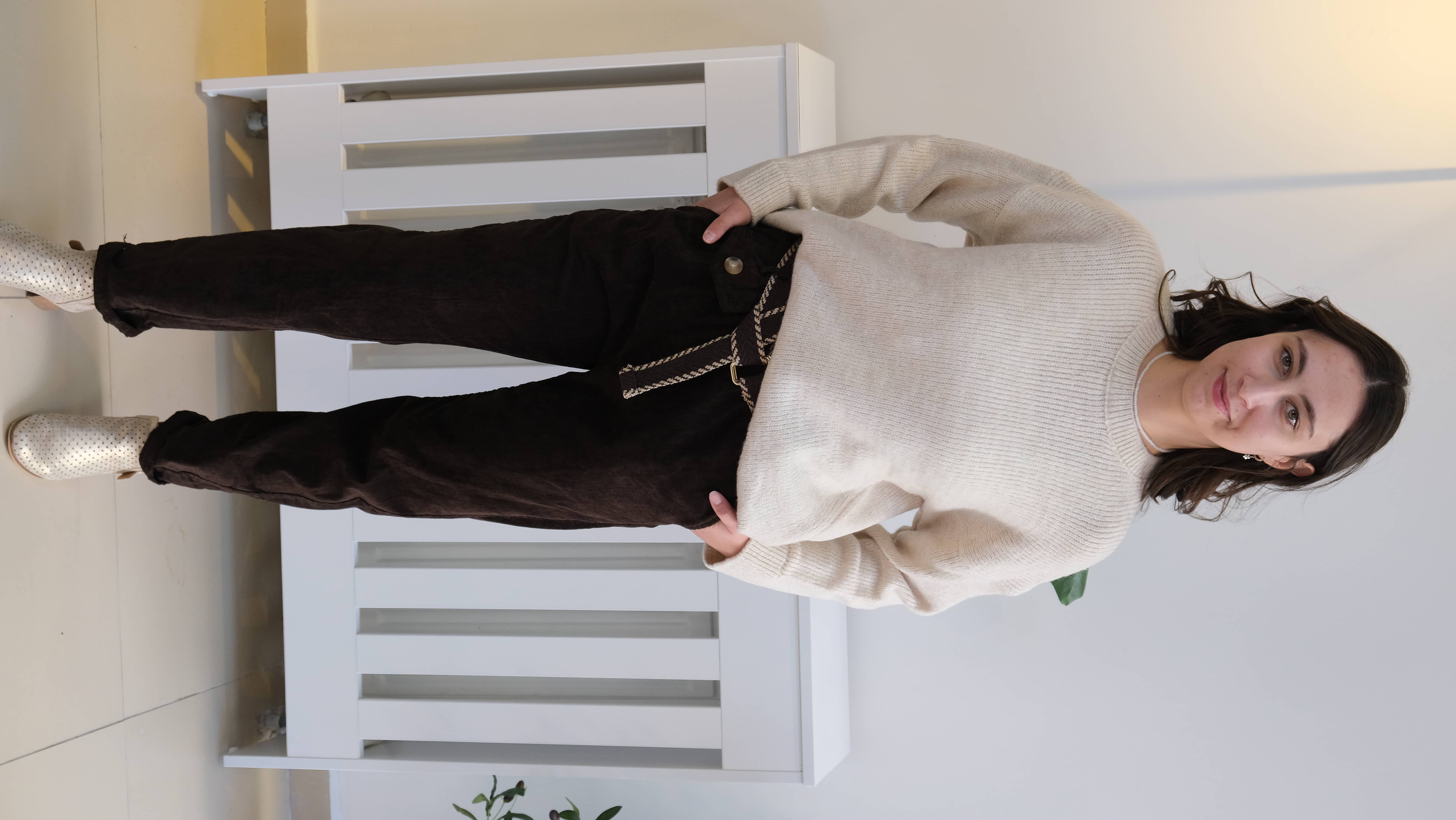 İtalyan Premium Kapak Cep Detaylı Kadife Pantolon  - Acı Kahve