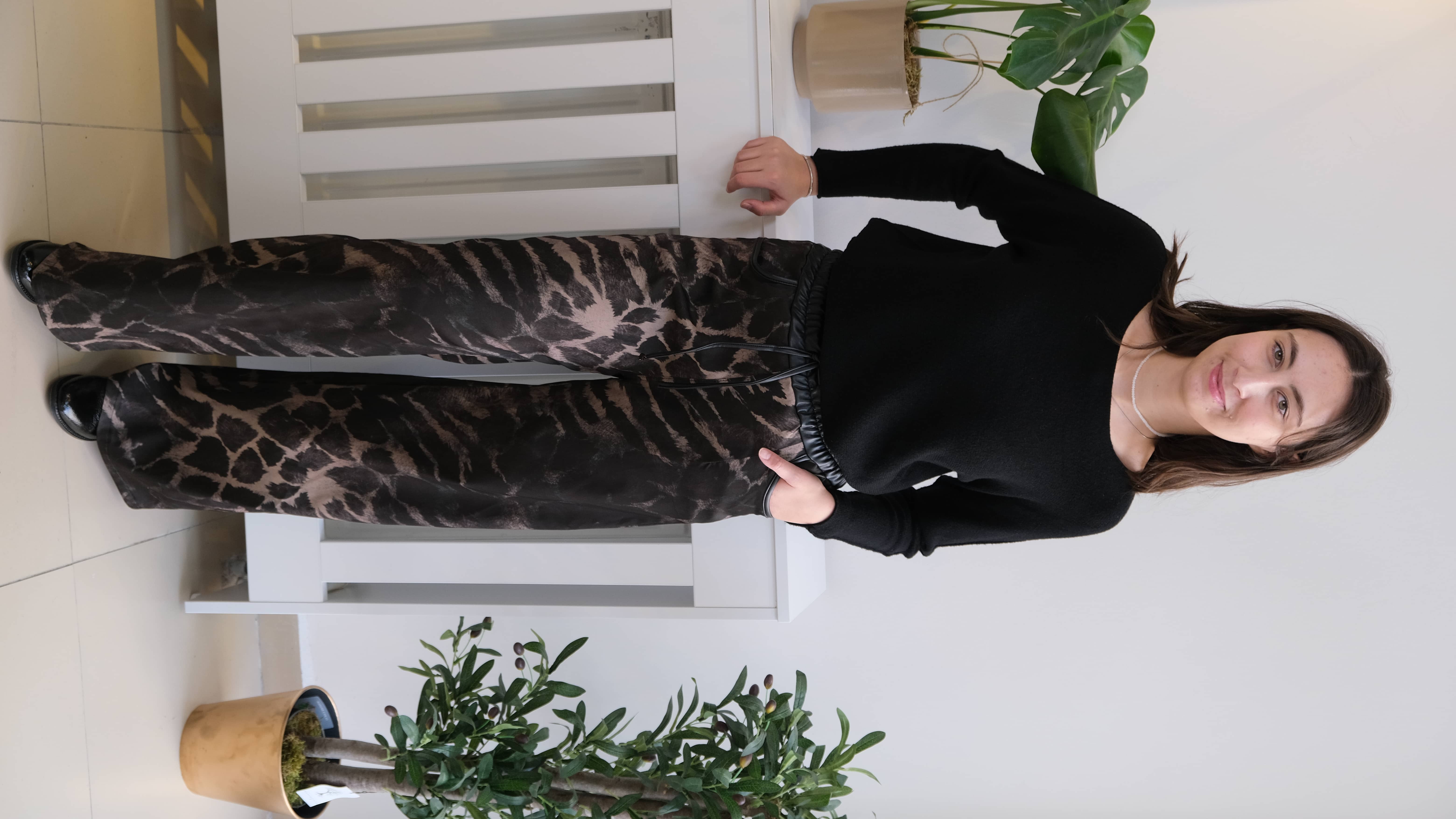 İtalyan Desenli Deri Görünümlü Pantolon 1890 - Siyah