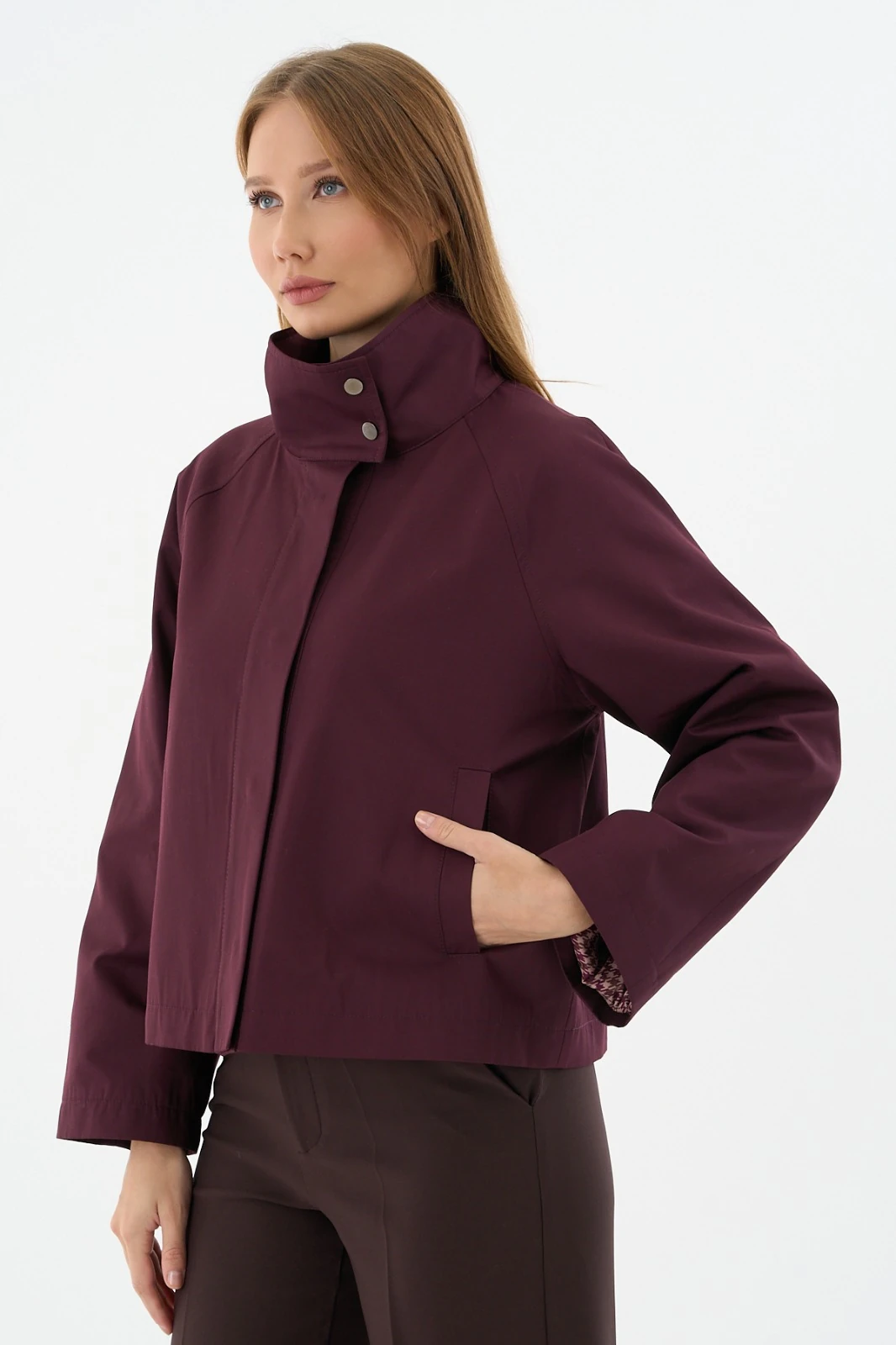 Kısa Trençkot Bordo