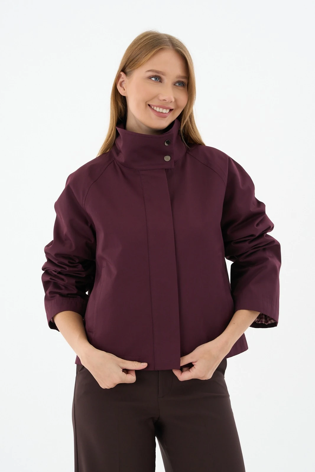 Kısa Trençkot Bordo