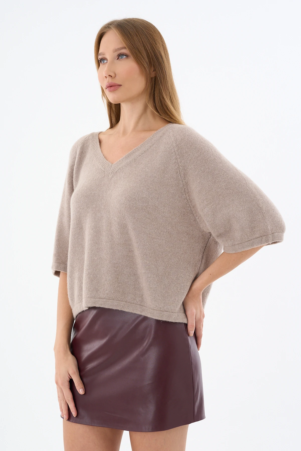 Yünlü V Yaka Kazak-Bej