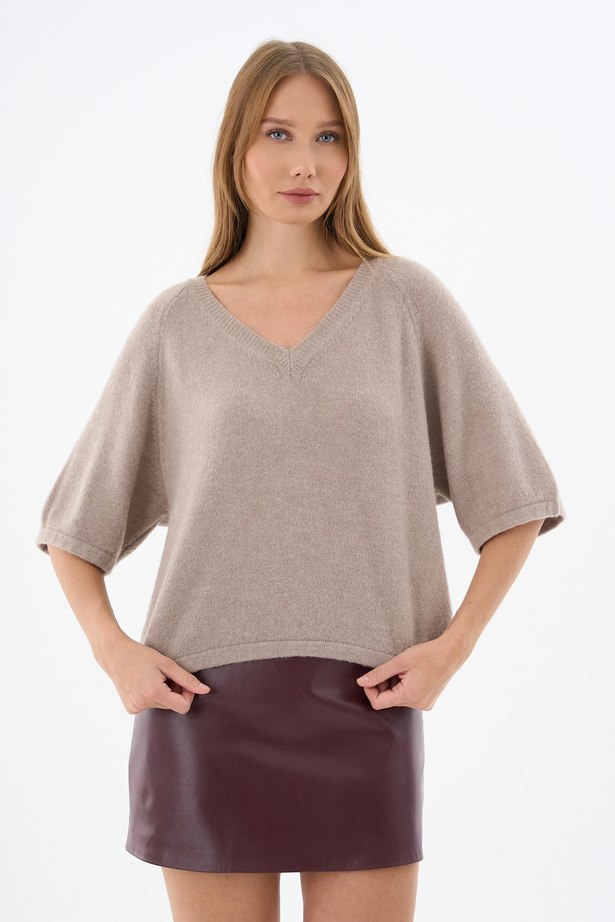 Yünlü V Yaka Kazak-Bej