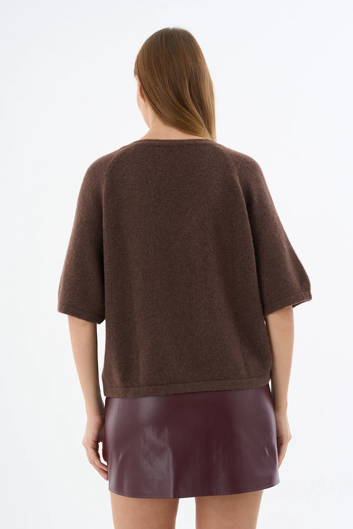 Yünlü V Yaka Kazak-Kahve