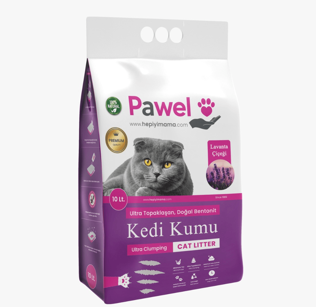 Pawel Lavanta Kokulu Topaklanan 10L Bentonit Kedi Kumu