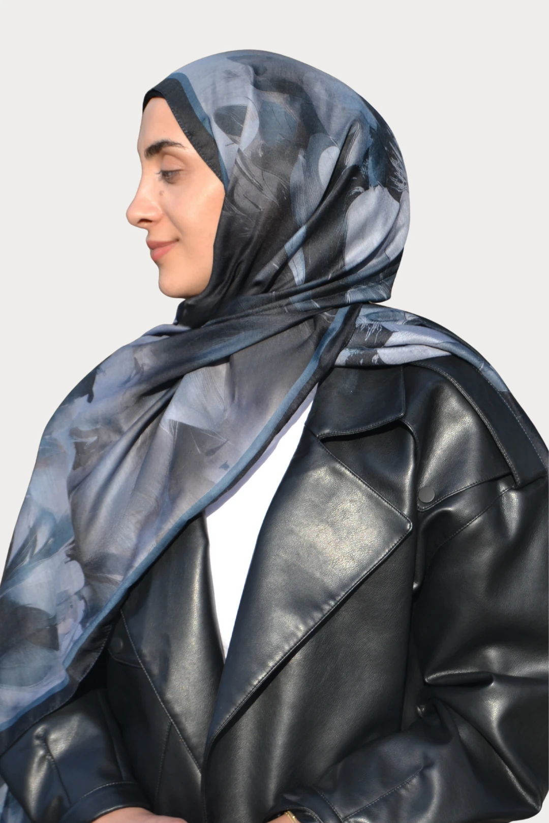 Liora Desenli Pamuk Şal - Antrasit