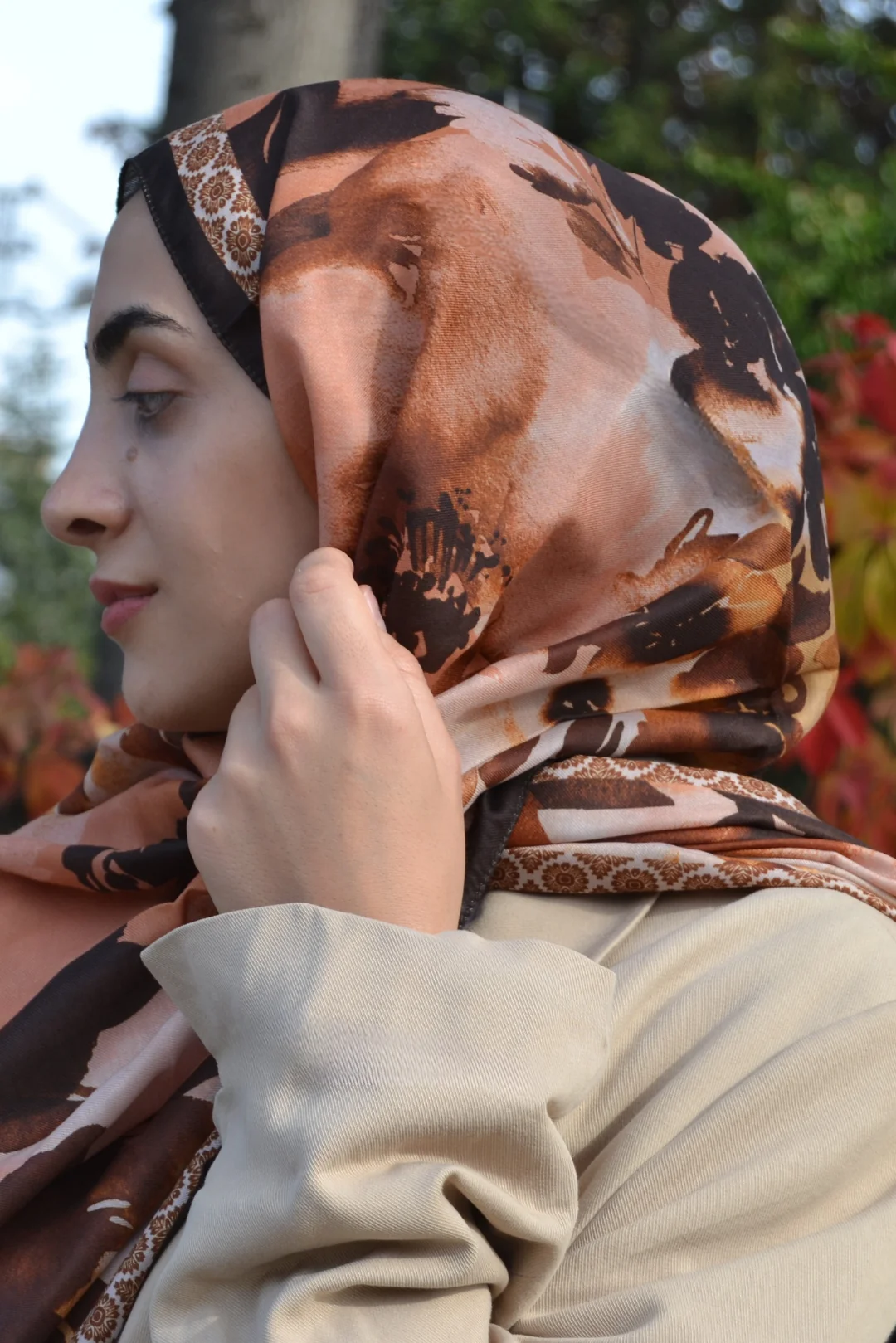 Nora Desenli Pamuk Şal - Tarçın