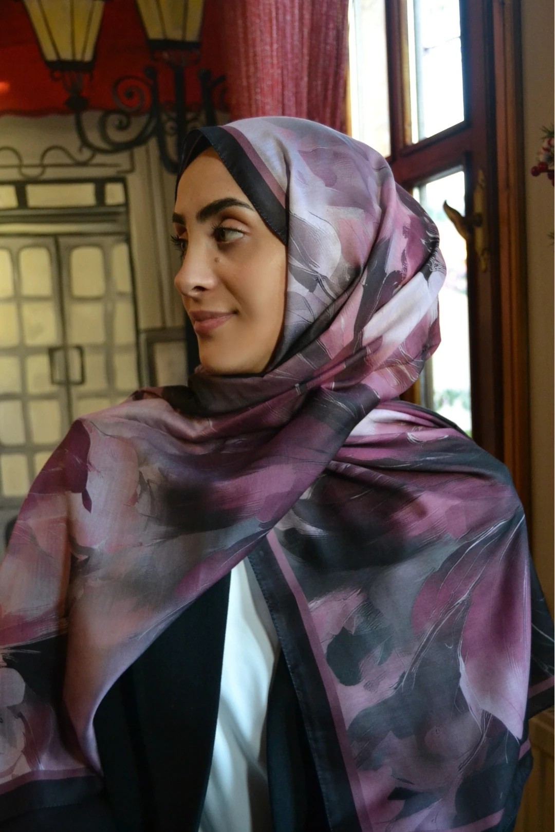 Liora Desenli Pamuk Şal - Erik Moru