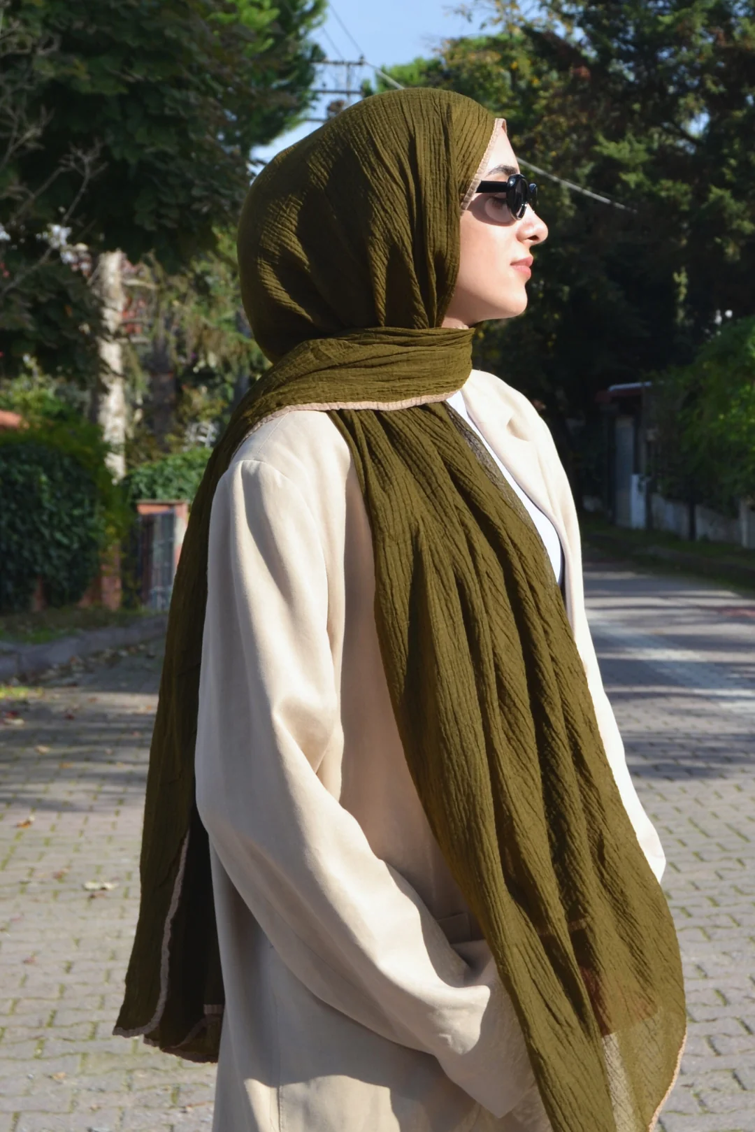 Liva Müslin Şal - Haki