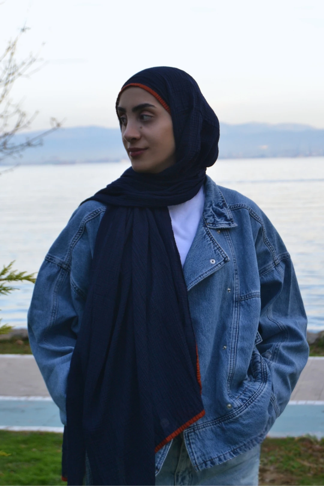 Liva Müslin Şal - Lacivert