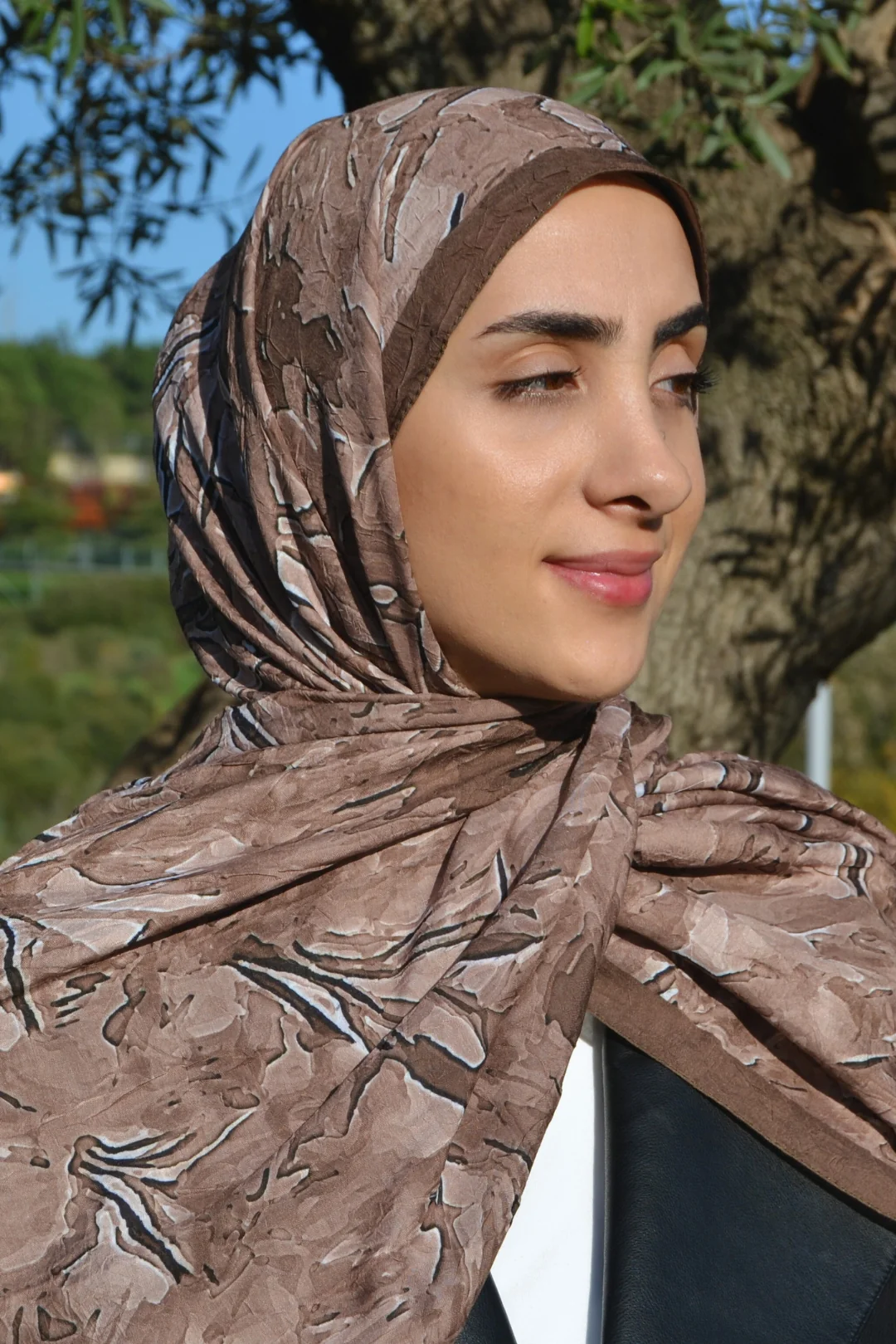 Aura Desenli Bambu Şal - Kahverengi