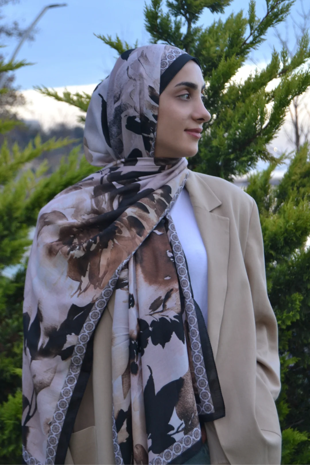 Nora Desenli Pamuk Şal - Taş