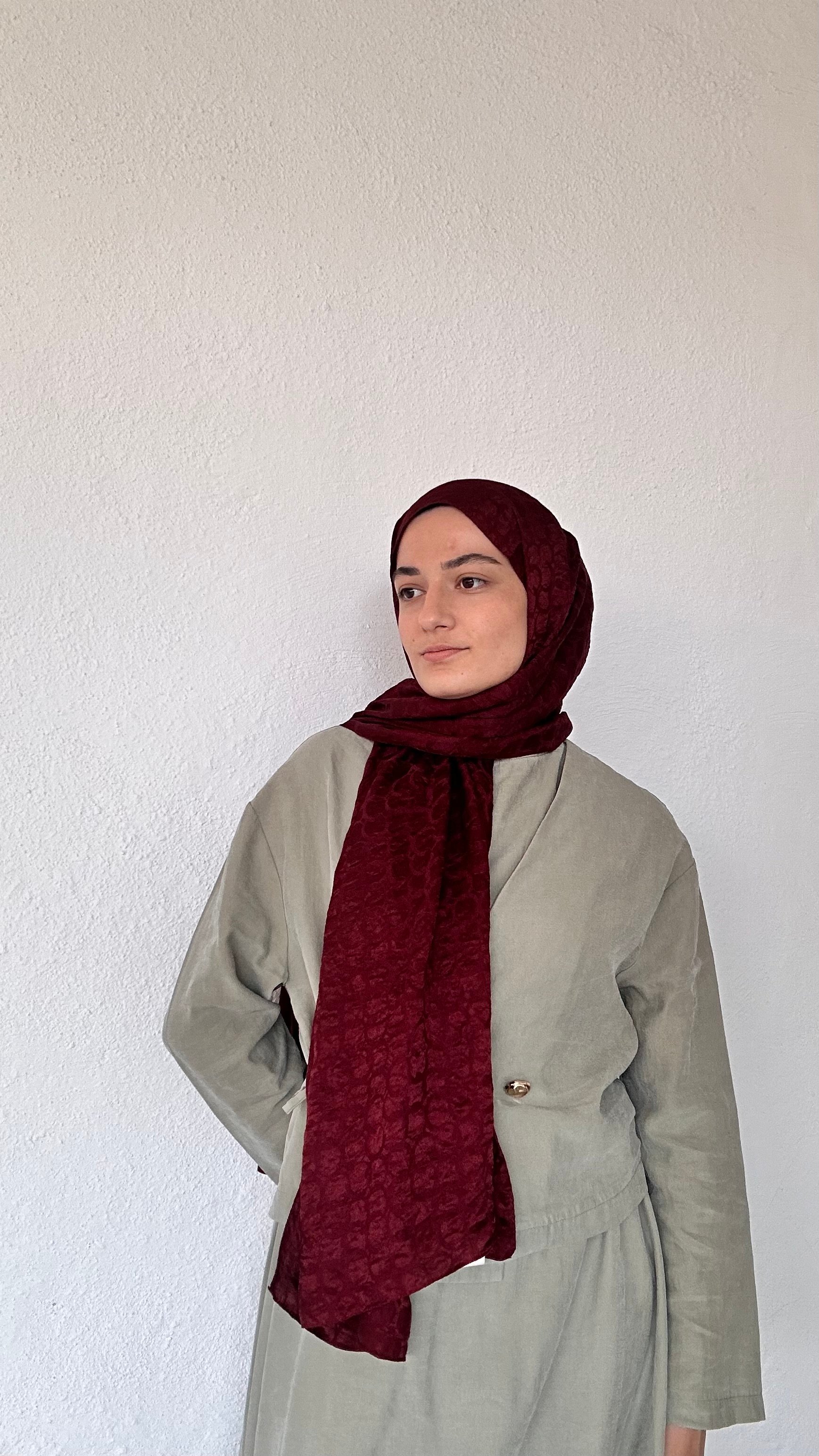 Lunè Pamuk Jakar Şal - Bordo