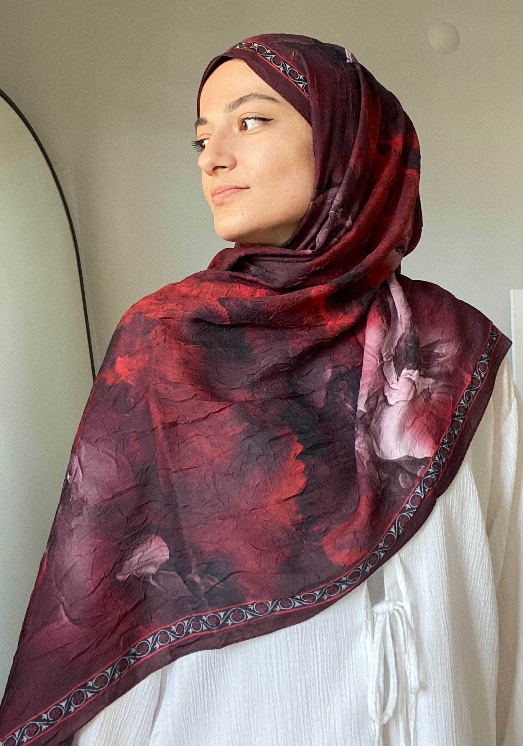 ROSE BAMBU ŞAL- koyu kırmızı