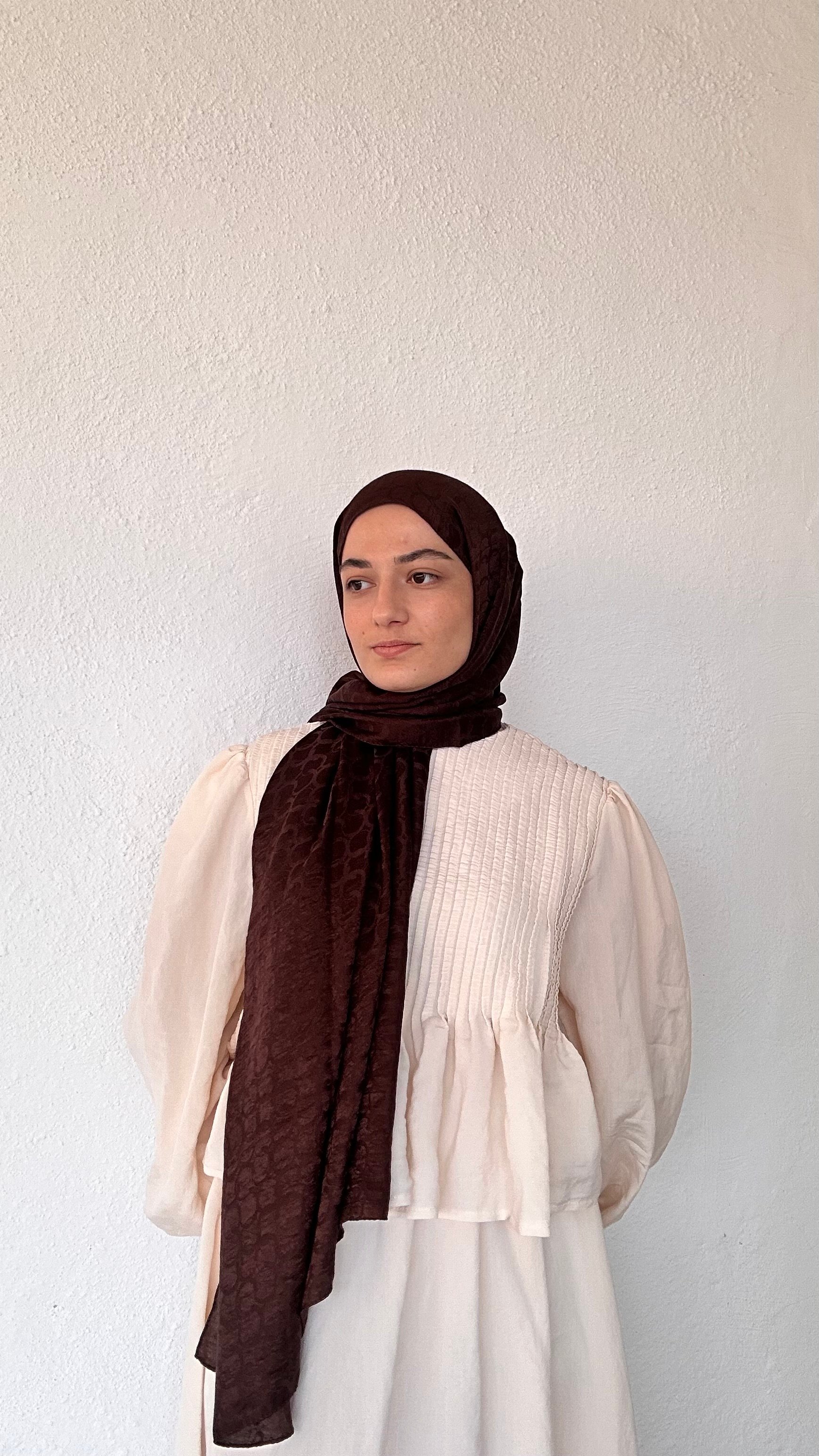 Lunè Pamuk Jakar Şal - Kahve