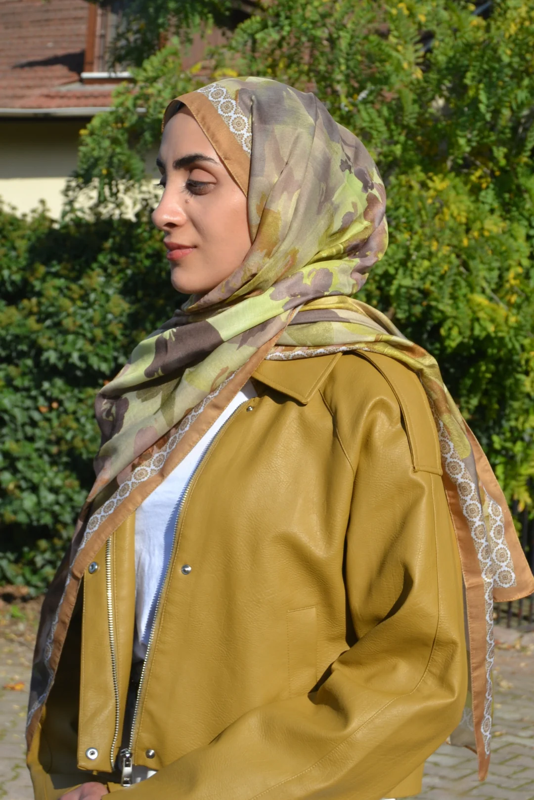 Nora Desenli Pamuk Şal - Camel