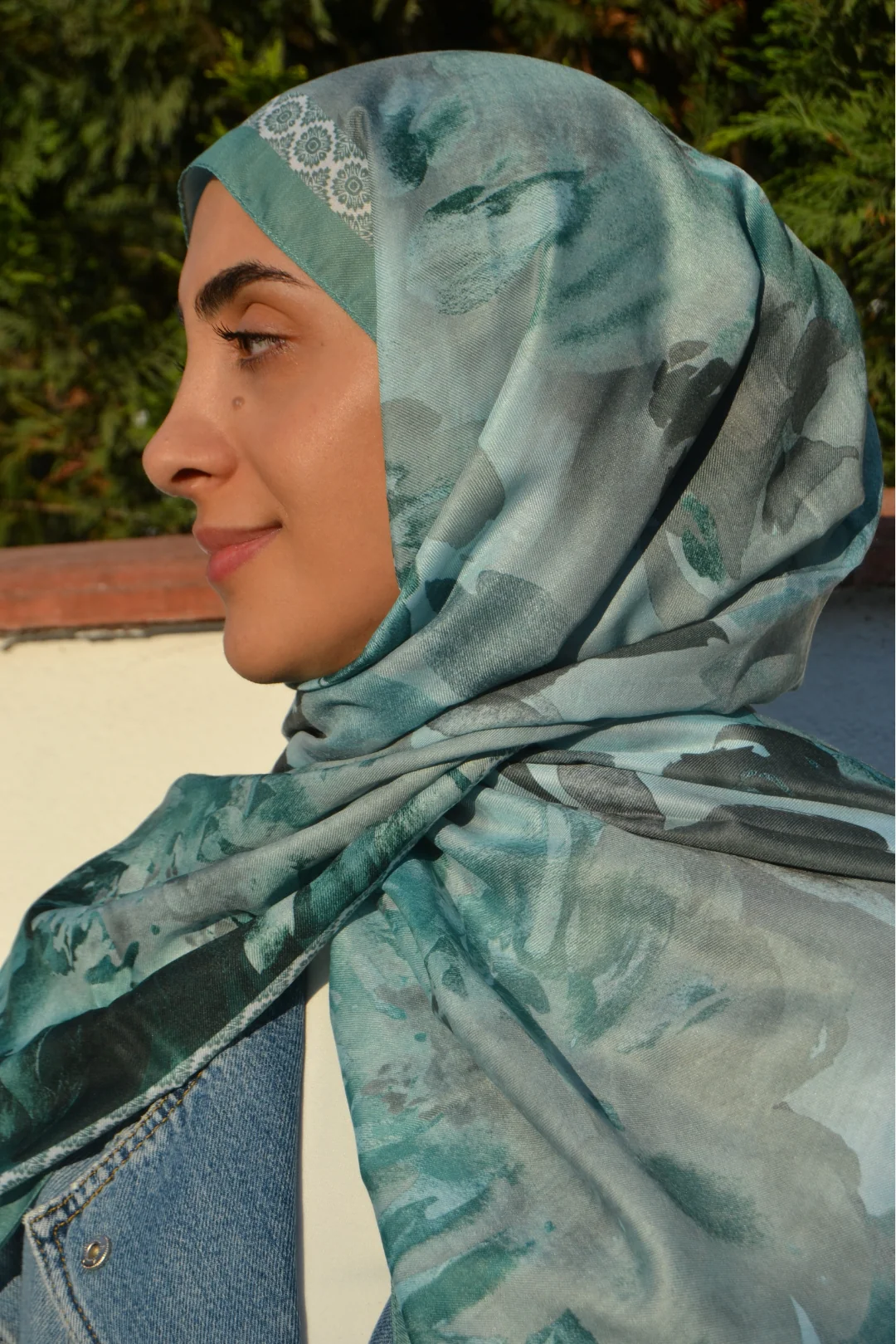 Nora Desenli Pamuk Şal - Mint