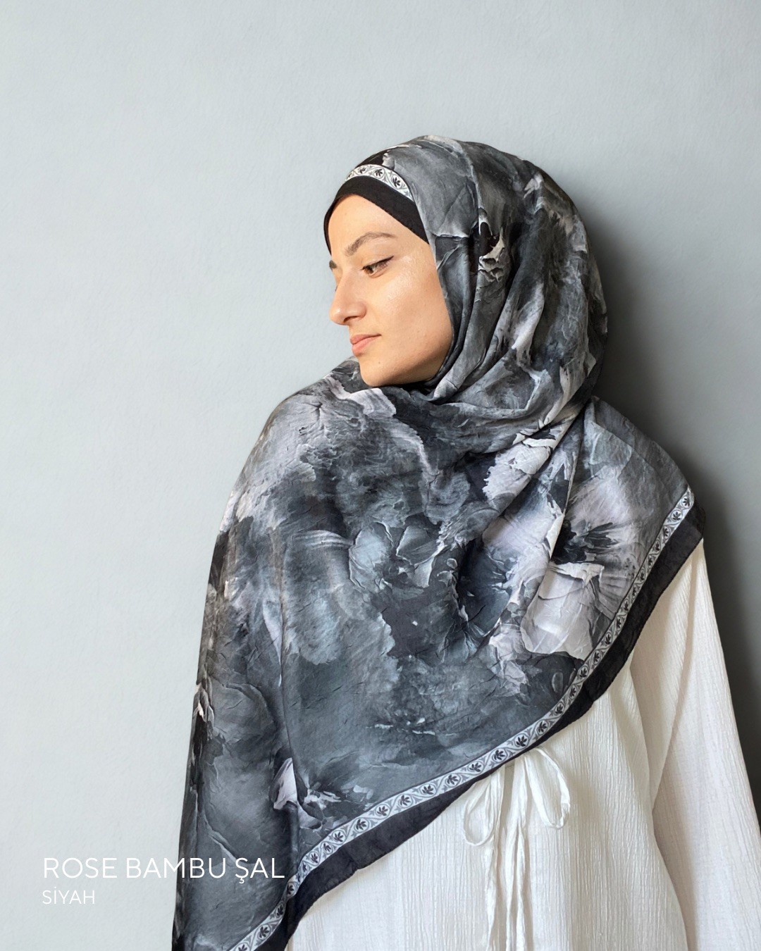 ROSE BAMBU ŞAL- siyah