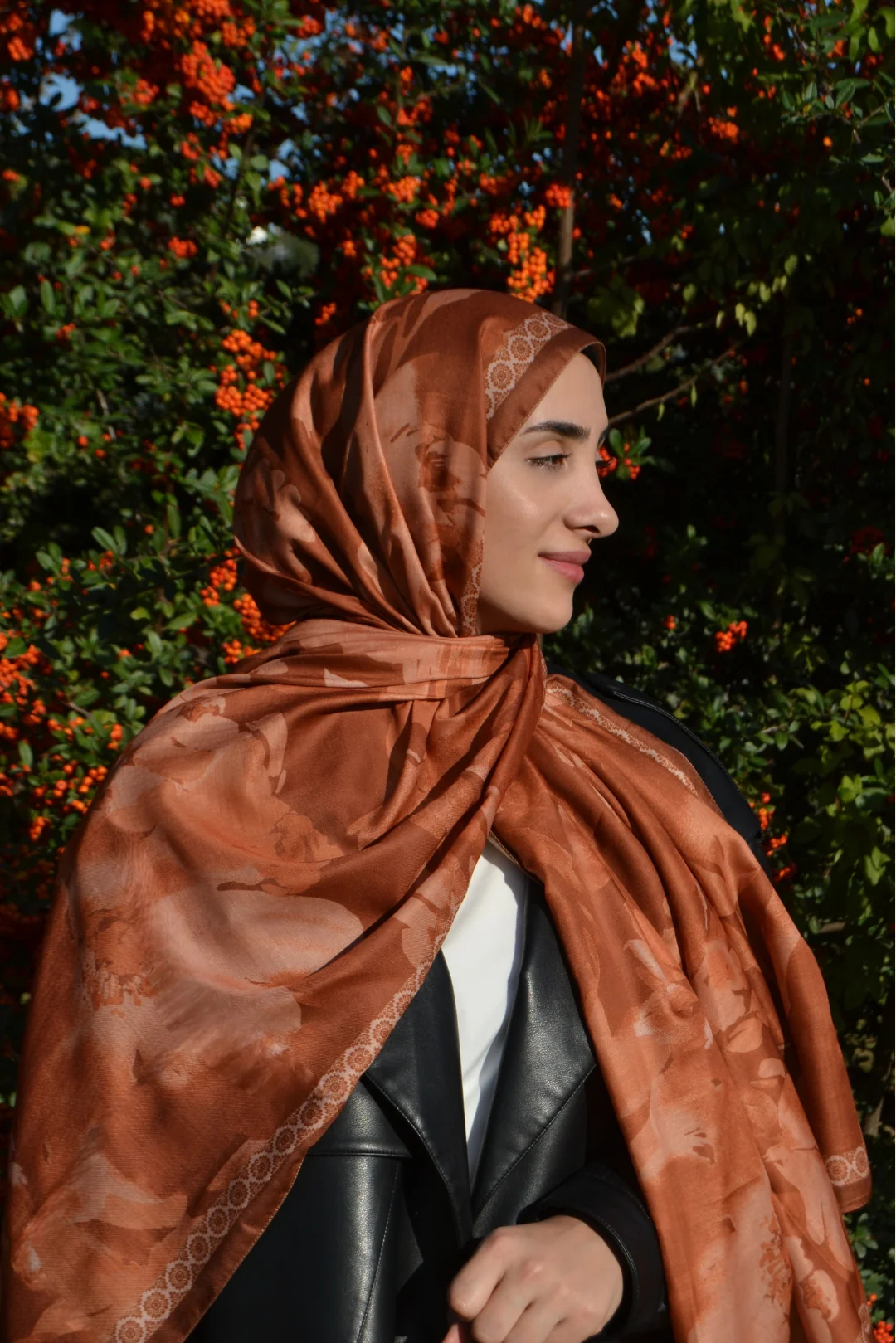 Nora Desenli Pamuk Şal - Turuncu