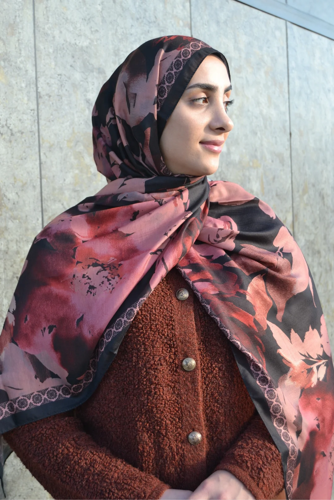 Nora Desenli Pamuk Şal - Kiremit