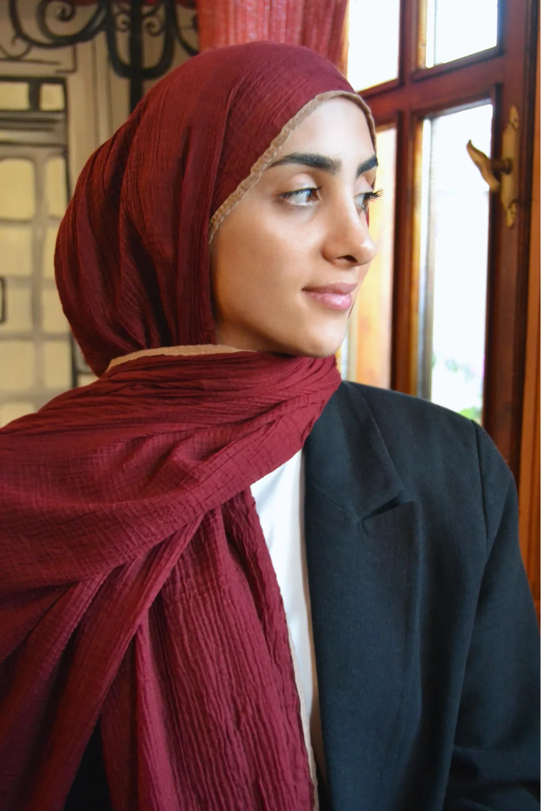 Liva Müslin Şal - Bordo