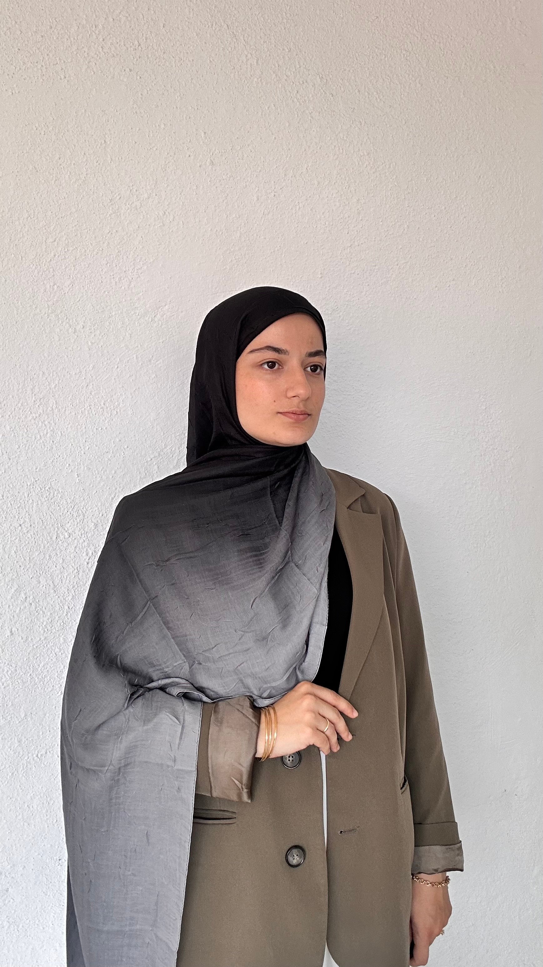 Degrade Bambu Şal - siyah