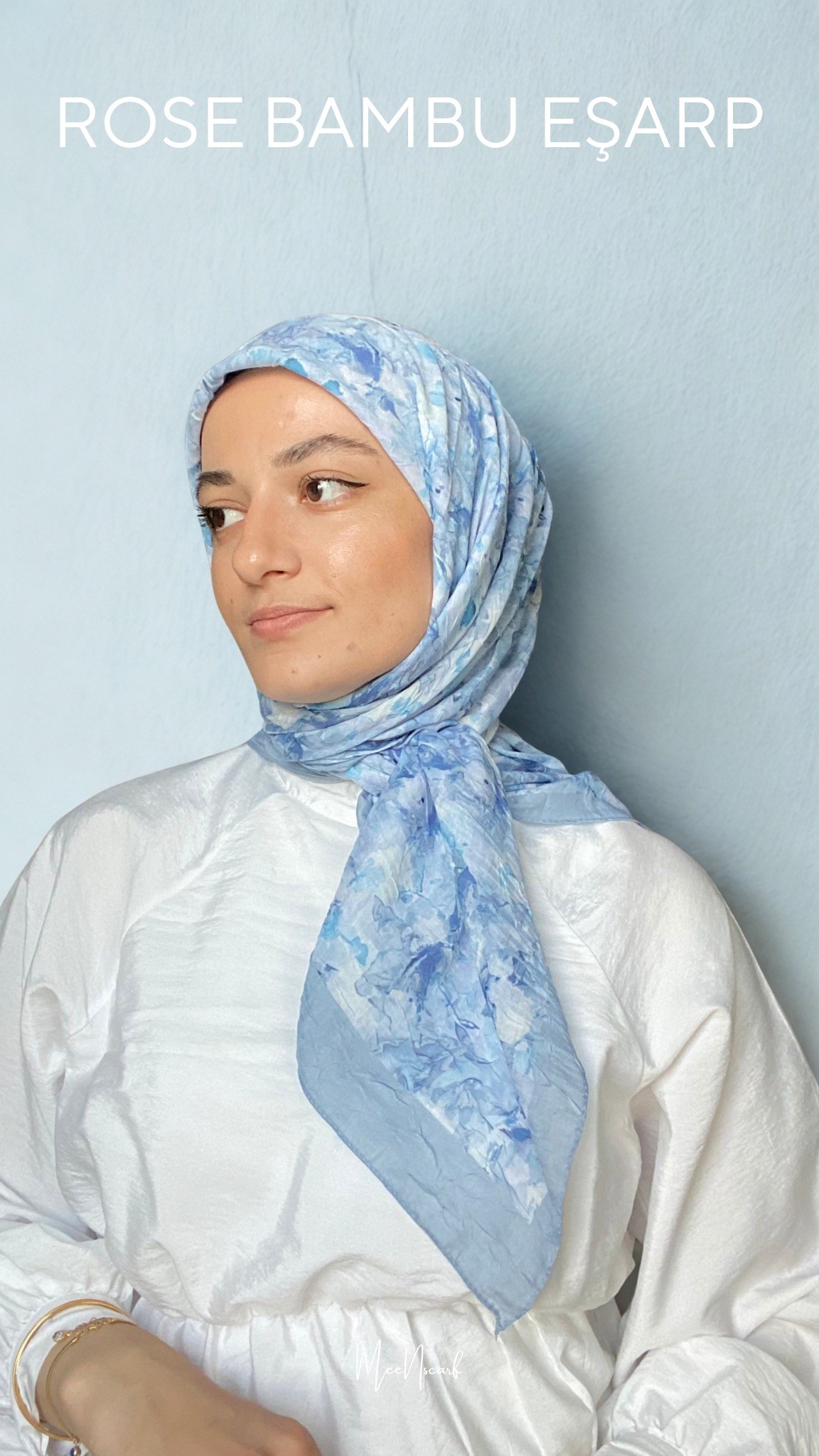 ROSE BAMBU EŞARP- mavi