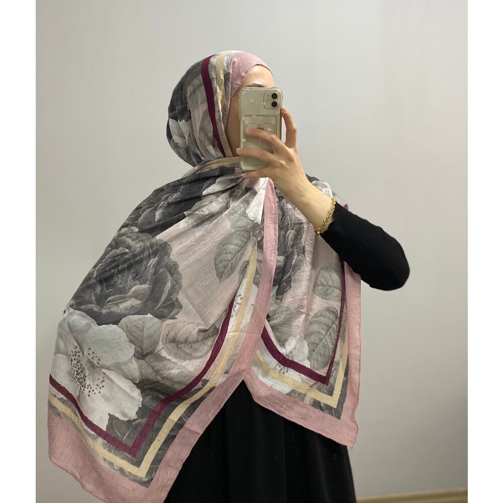Gül Desen bambu şal