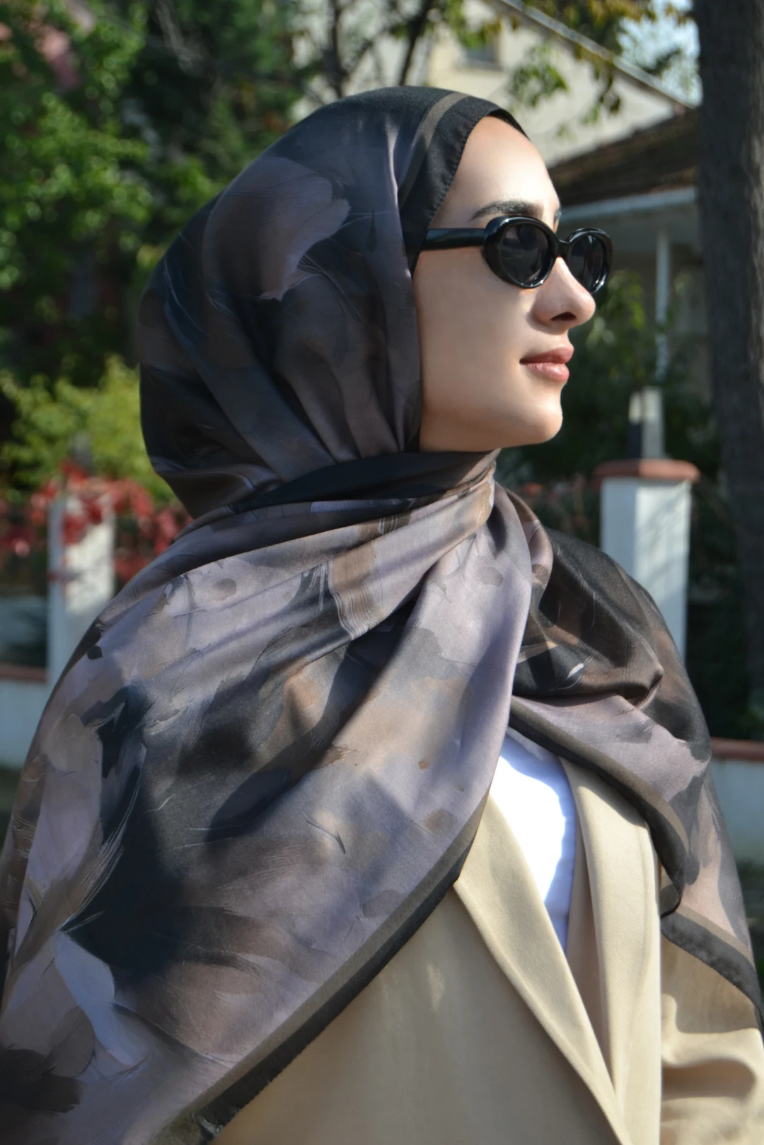 Liora Desenli Pamuk Şal - Vizon