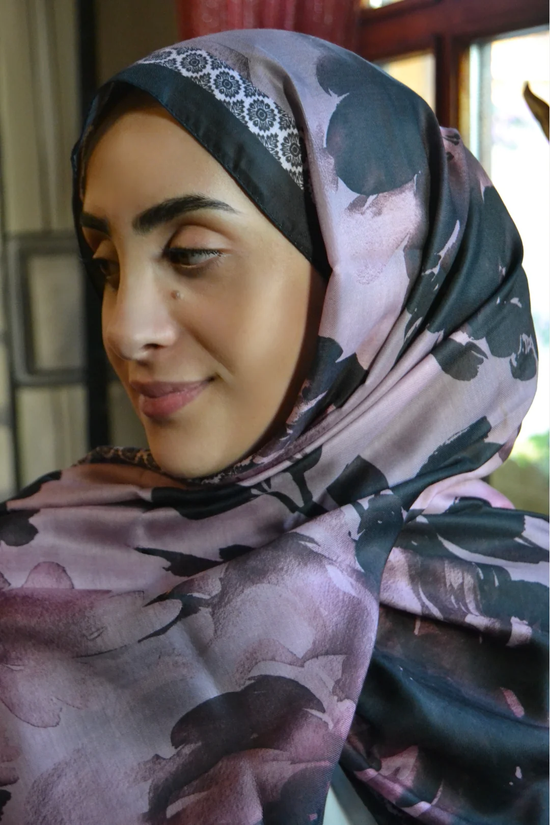 Nora Desenli Pamuk Şal - Pudra