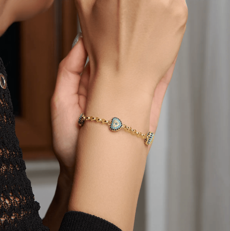 Evil Eye Beaded Bracelet, 925 Silver Bracelet, Gold Plated Women Bracelet, Dainty Silver Bracelet, Elegant Gift, Minimalist Bracelet, Trendy Bracelet