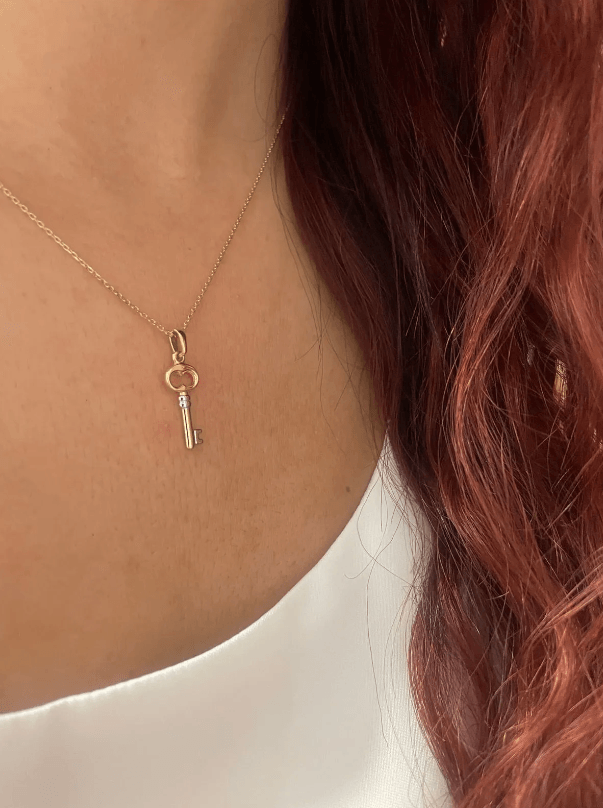 Gold Key Necklace, 14K Gold Necklace, Pendant Necklace, Cute Necklace, Minimalist Necklace, Women Necklace, Dainty Necklace, Anniversary Gift