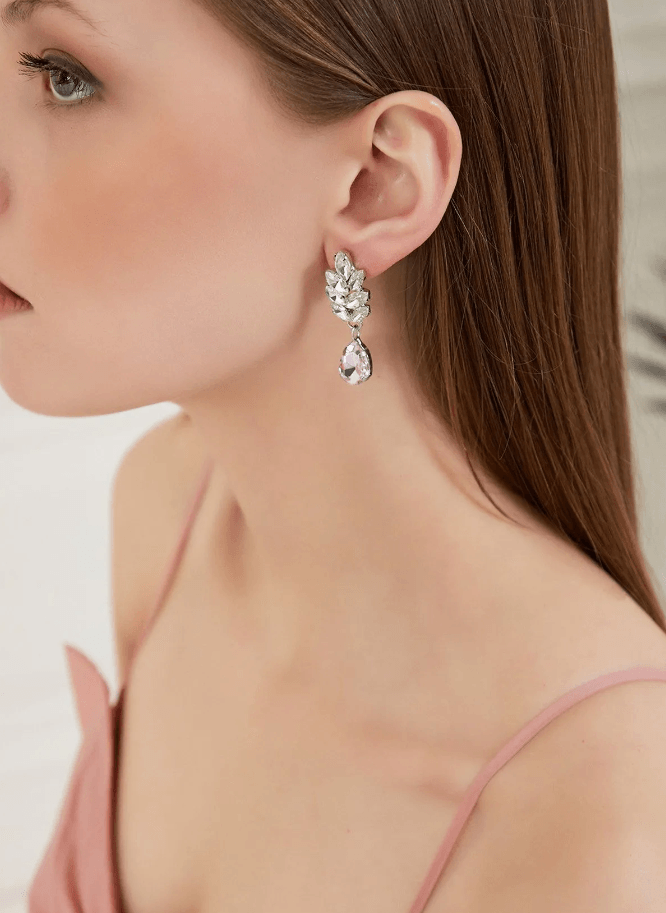 Leaf Earring, Dangle Earring, Stone Leaf Earring, Wedding Earrings, Bridal Earrings, Trending Earring, Women Earring, Daintily Everyday Earring, Women Gifts