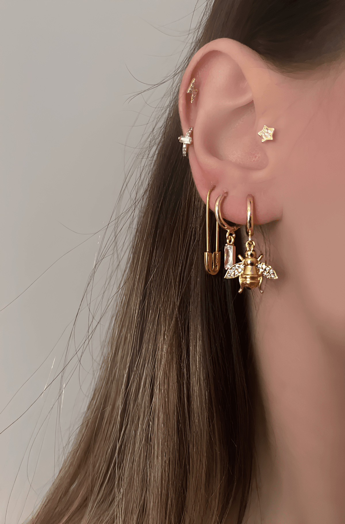 Bee Earring, Wedding Earrings, Bridal Earrings, Bee Triple Earring Set, Trending Earring, Gold Pearl Earring, Women Earring, Daintily Everyday Earring, Popular Earring, Statement Earrings, Mother Gifts