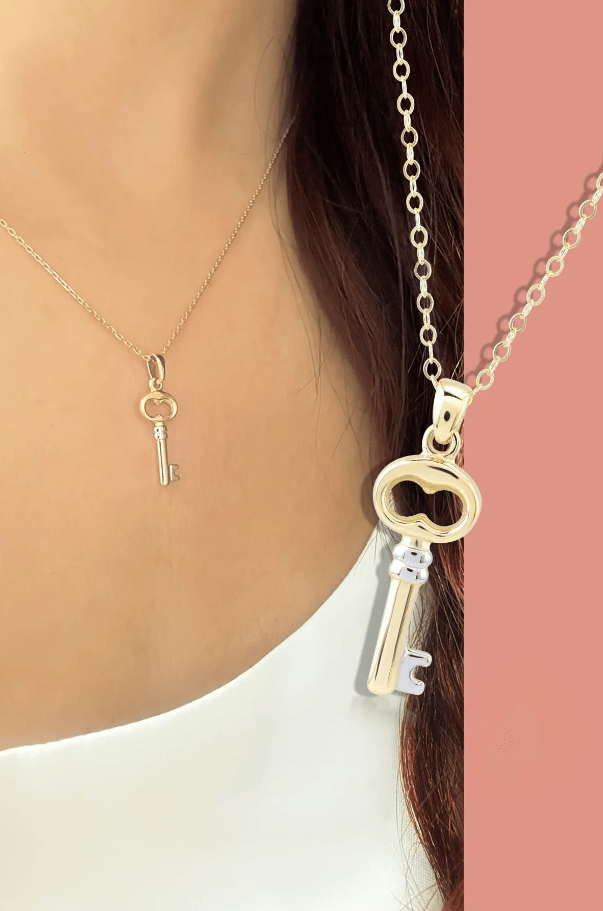 Gold Key Necklace, 14K Gold Necklace, Pendant Necklace, Cute Necklace, Minimalist Necklace, Women Necklace, Dainty Necklace, Anniversary Gift