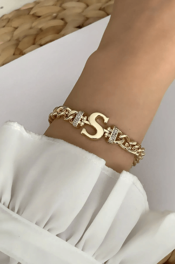 S Letter Bracelet, Chain Bracelet, Minimalist Bracelet, Women Bracelet, Dainty Bracelet, Elegant Gift for Her, Women Jewellery, Cute Bracelet