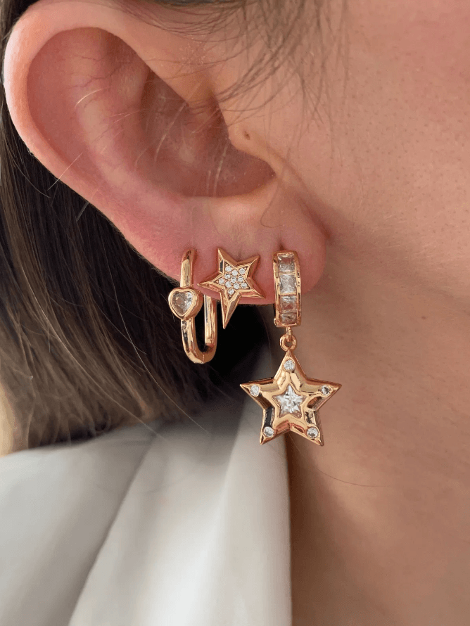 Star Earring Set, Gold Plated Earring, Wedding Earrings, Bridal Earrings, Trending Earring, Women Earring, Daintily Everyday Earring, Women Gifts