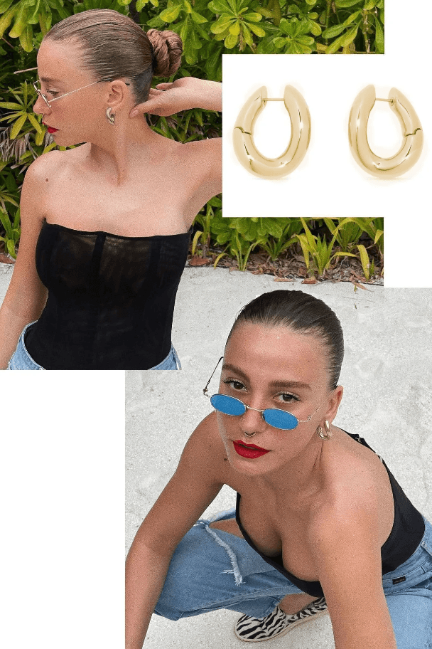 Serenay Sarikaya Earring, Gold Hoop Earring, Women Earring, Daintily Everyday Earring, Thank You, Next Earring