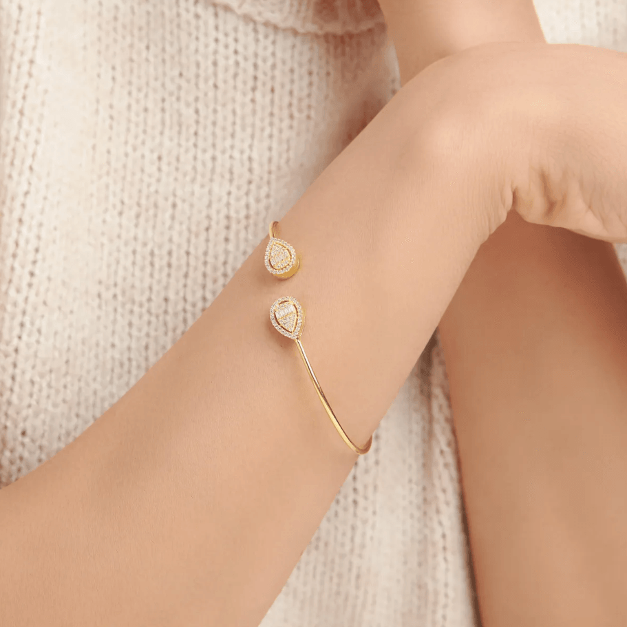 Baguette Stone Cuff Bracelet, 925 Silver Bracelet, Trendy Bracelet, Gold Plated Women Bracelet, Dainty Silver Bracelet, Minimalist Bracelet, Elegant Gift