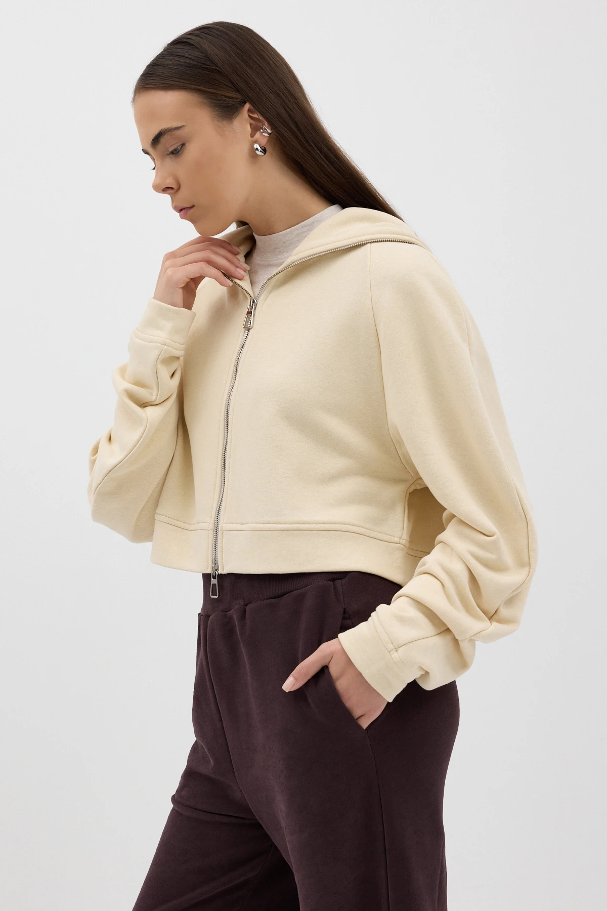 Fermuarlı Kapüşon Detaylı Hoodie