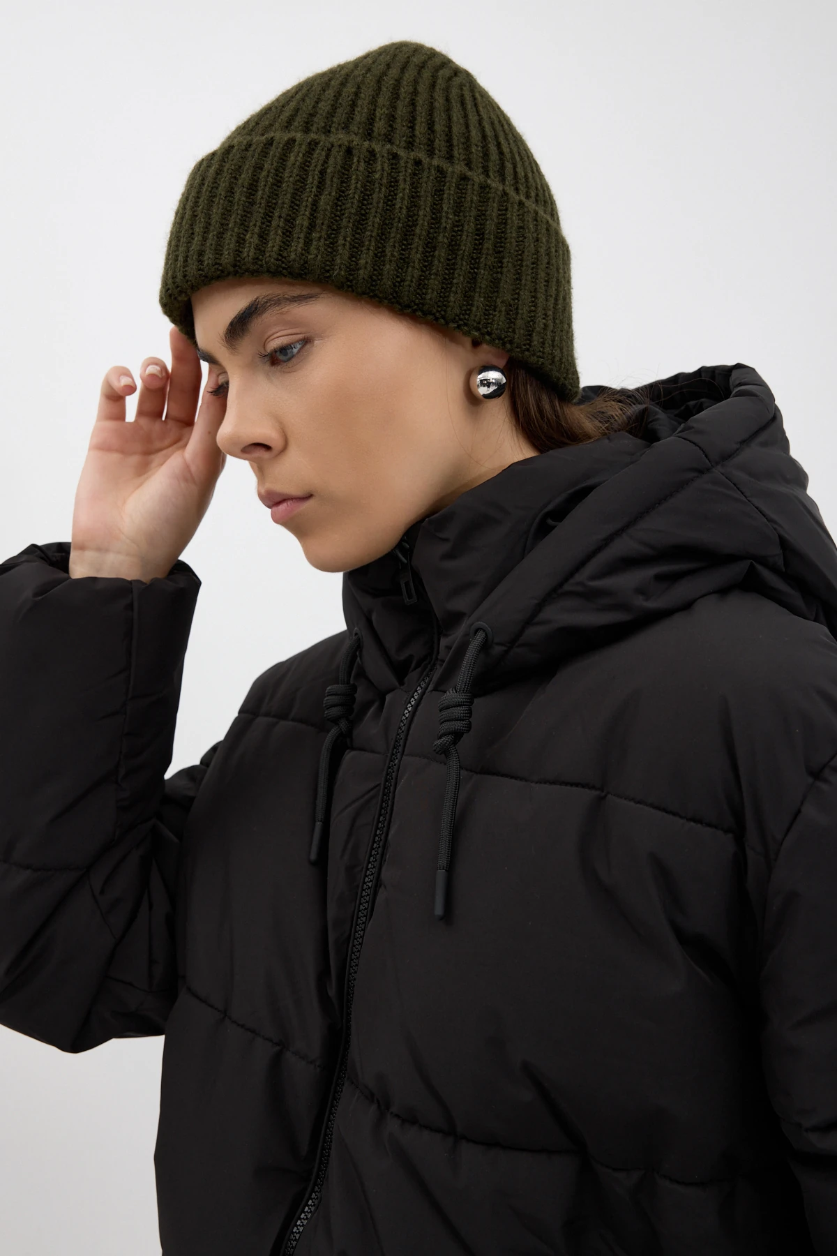 Fitilli Örme Bere - Yeşil