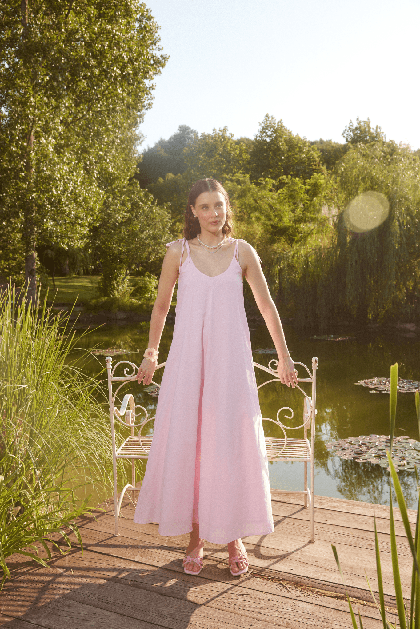 BELLA İP ASKILI ELBİSE - Soft Pembe