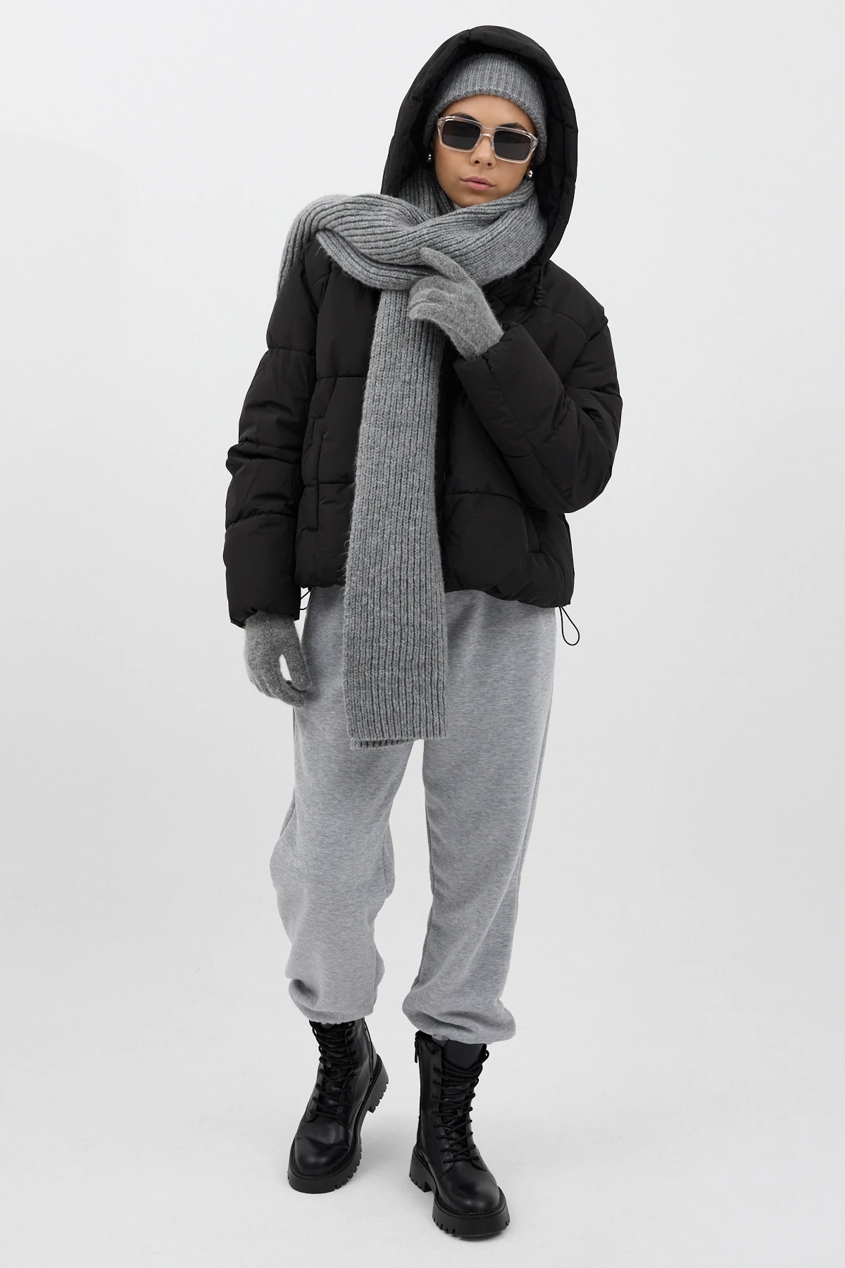 Sakal Örme İplik Eldiven - Gri