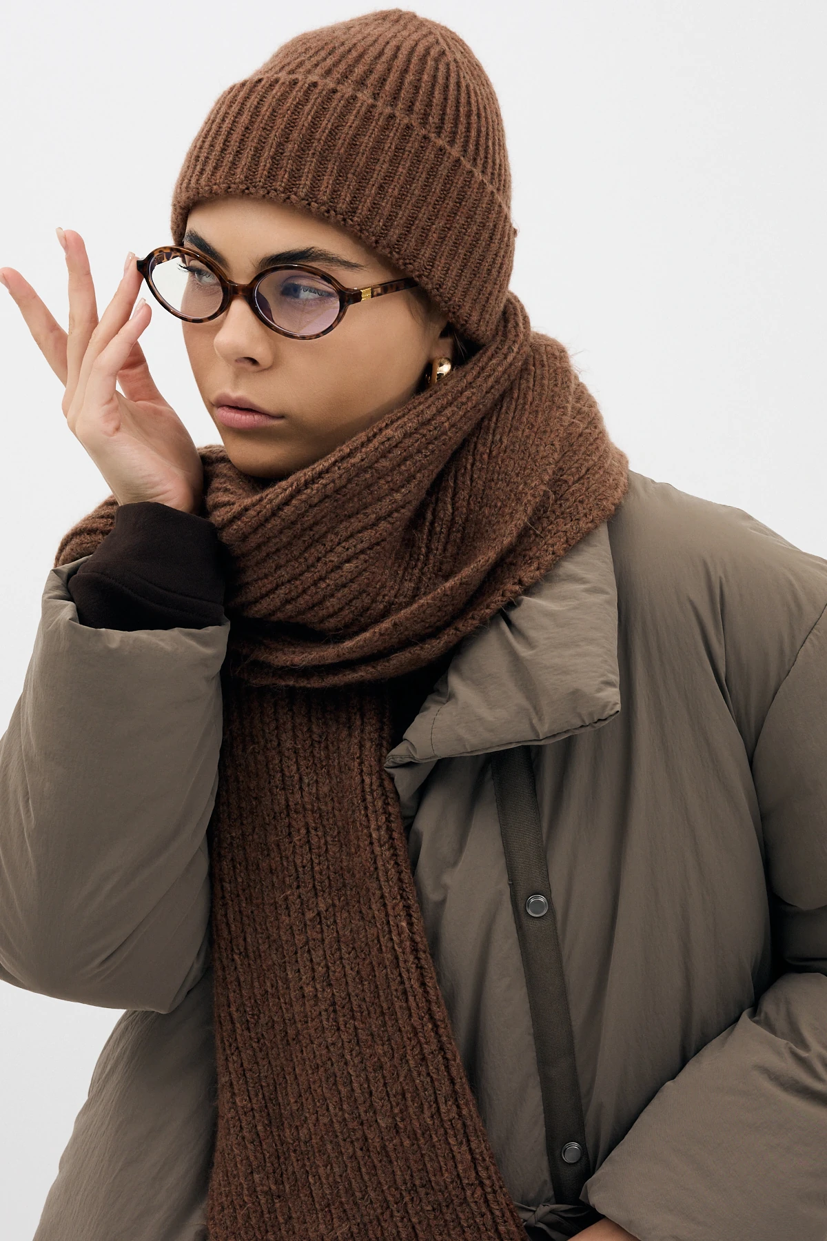 Fitilli Örme Bere - Sıcak Kahve