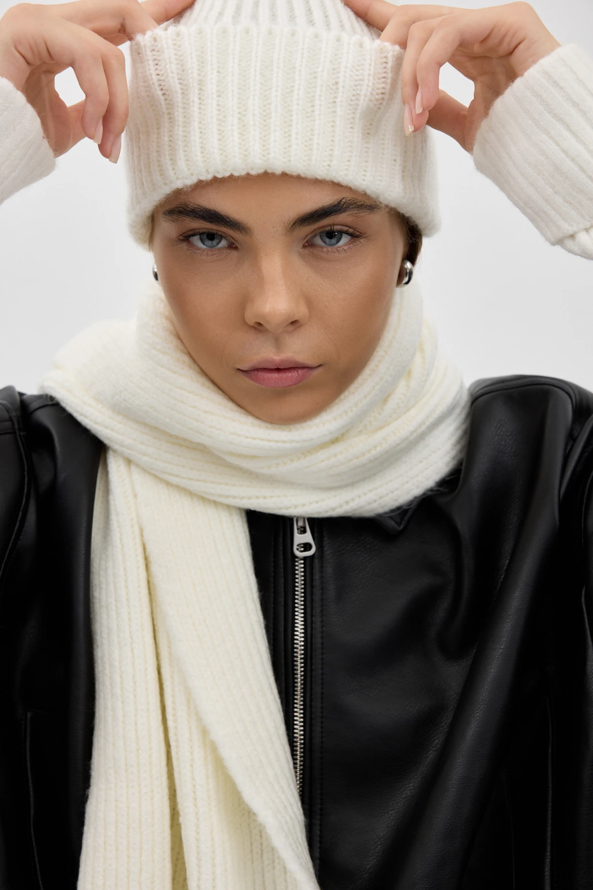 Fitilli Örme Bere - Ekru