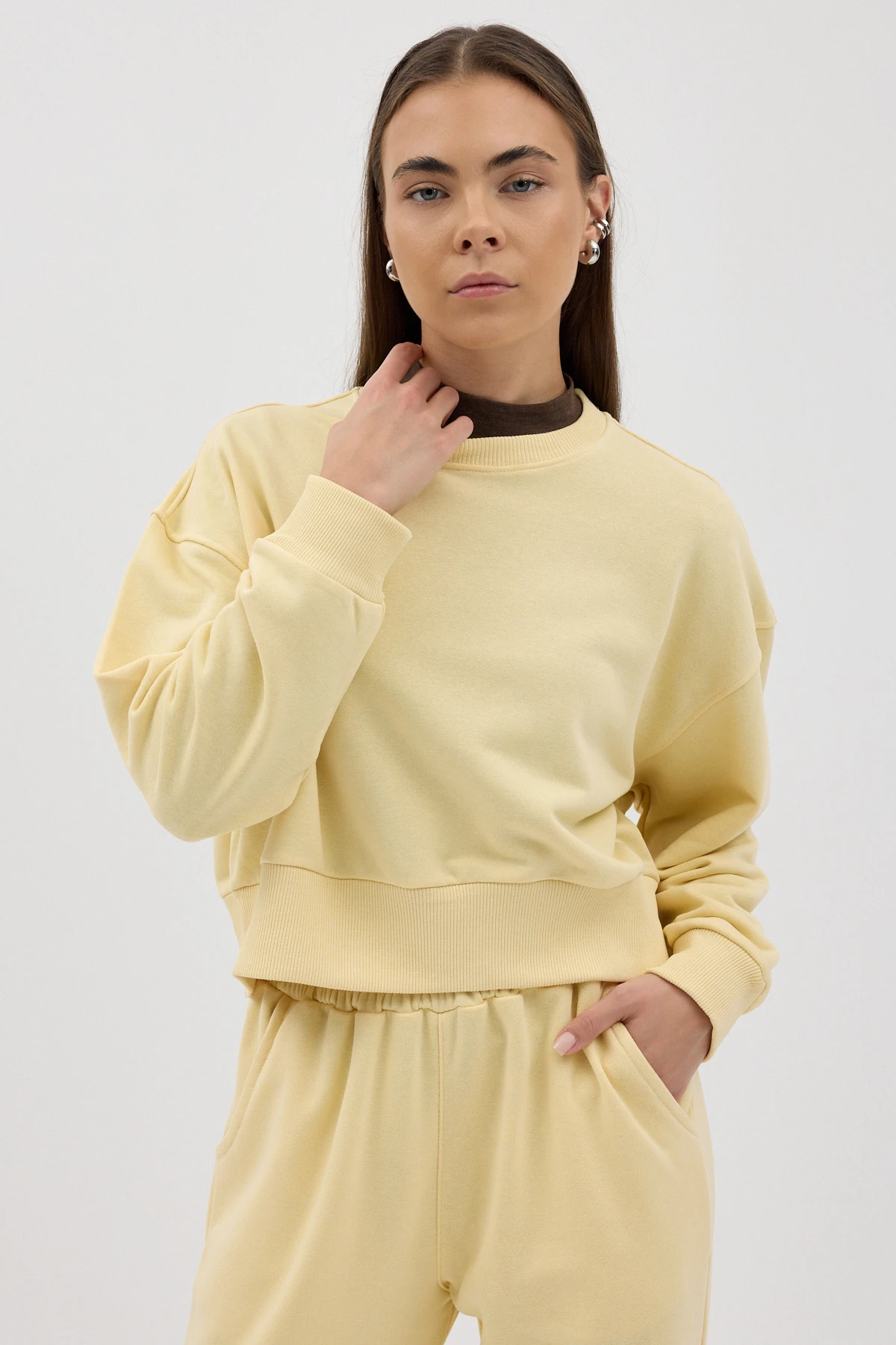Cozy Bisiklet Yaka Sweatshirt - Butter Sarı