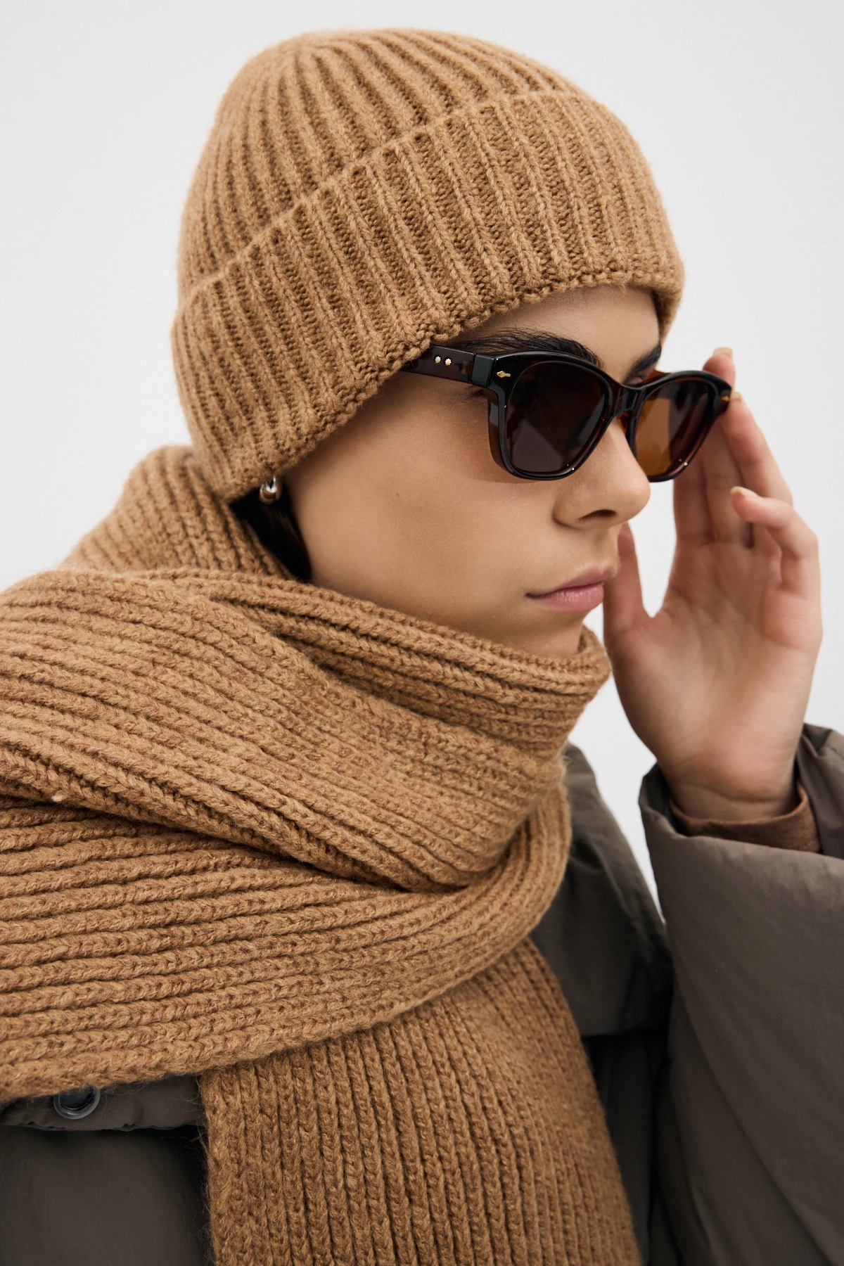 Fitilli Örme Bere - Sütlü Kahve