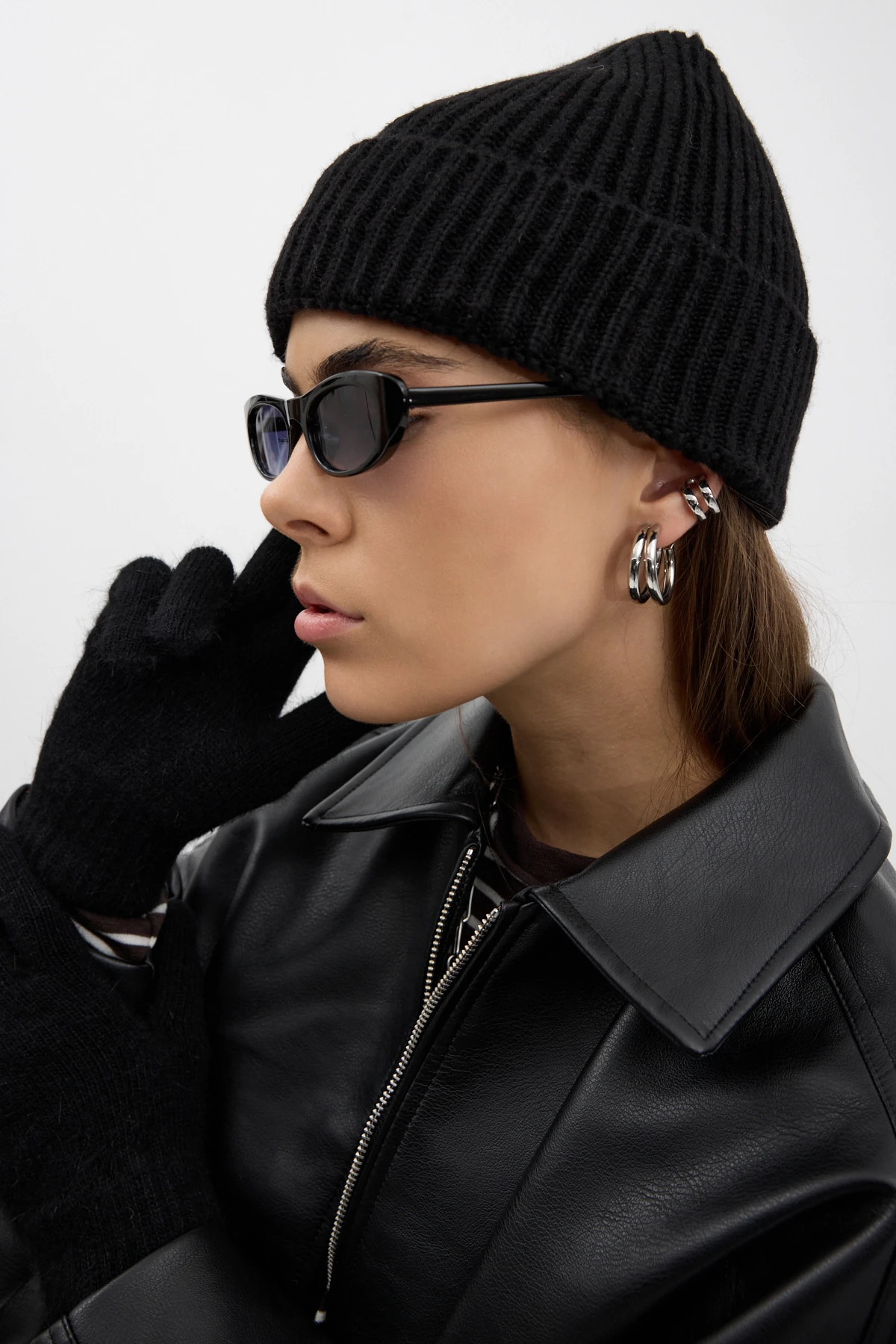 Fitilli Örme Bere - Siyah