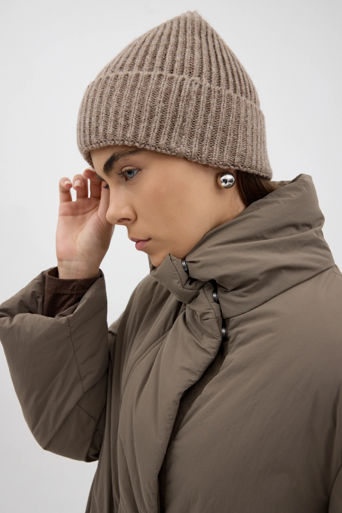 Fitilli Örme Bere - Vizon